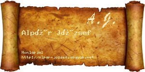 Alpár József névjegykártya